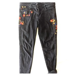 Embroidered Black Wash Boho Vintage Denim